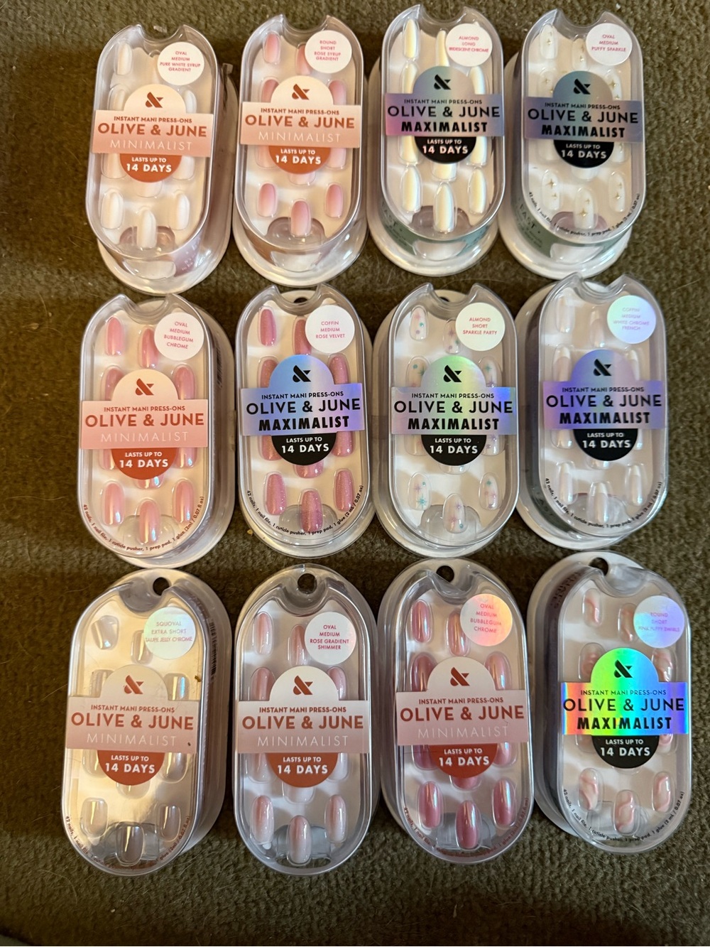 Olive & June Women’s Press-On Nails — Pink & Neutral Shades 12 sets all NIB